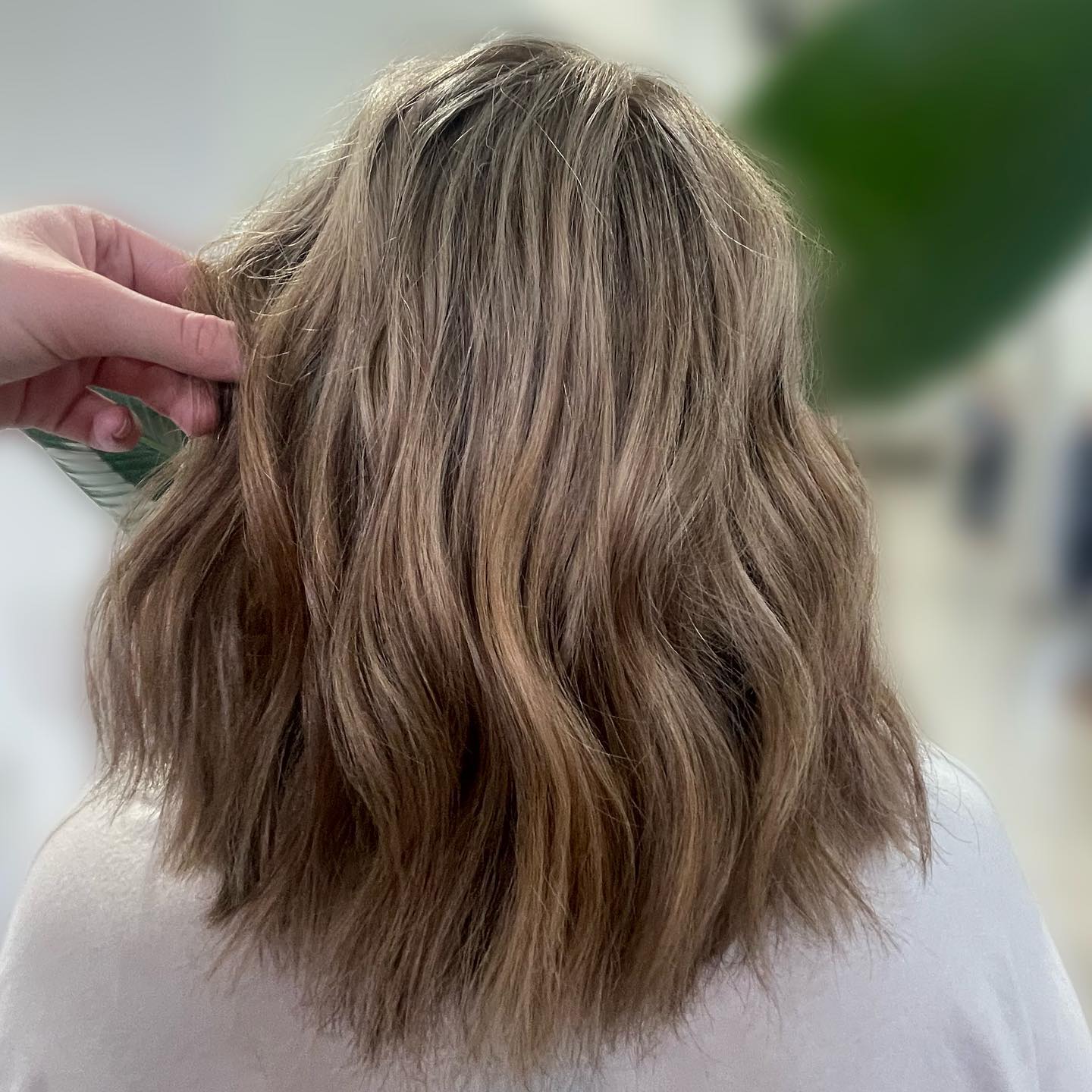 thick hair textured lob haircut