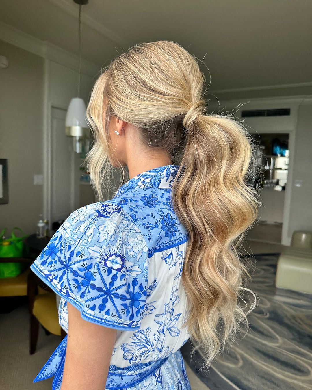 low wavy ponytail