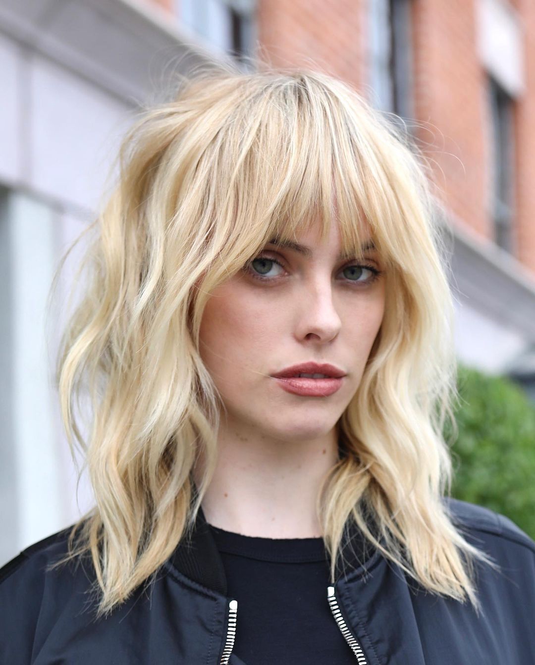 medium hair with bardot bangs