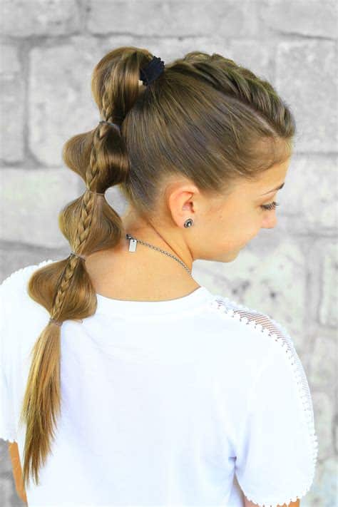 Braided Bubble Ponytail Delight cute hairstyles