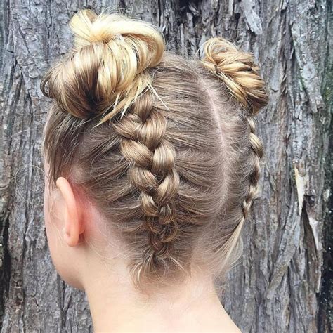 Braided Space Buns cute hairstyles