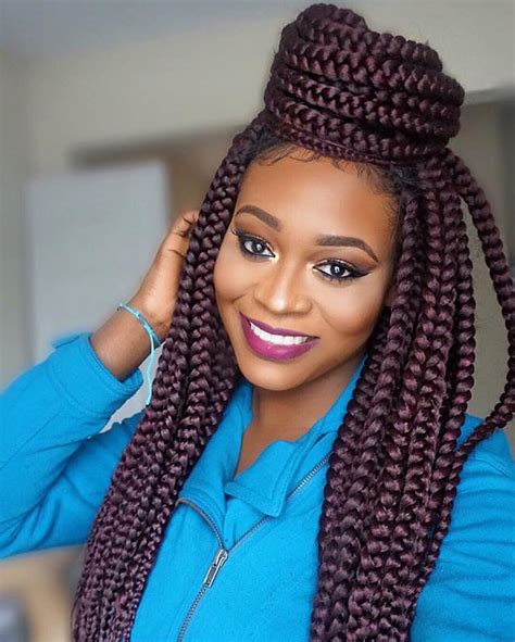 Elegant Burgundy Braids braid hairstyles