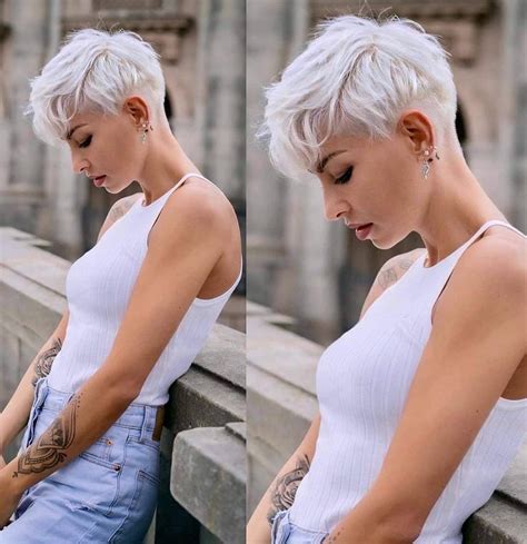 Icy White Pixie Example short hairstyles